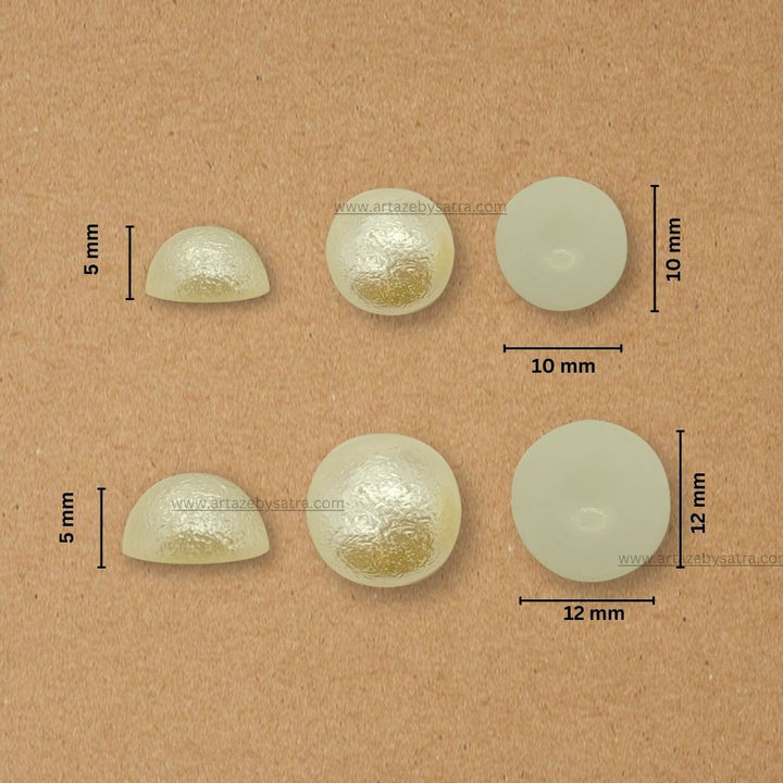 Cream Round Shape Matt Half Pearl Beads | 500g | PC51