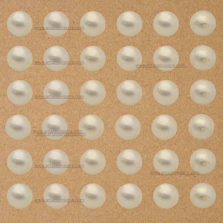 Crush Shiny Finish Cream Round Plastic Pearl Beads | 2 Hole Beads | Qty : 500g | PC57