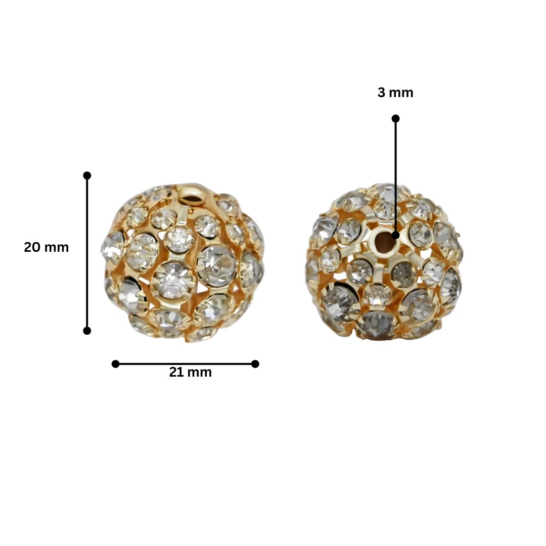 Rhinestone Spacer Beads | Size : 20mm | 2pcs | DB12