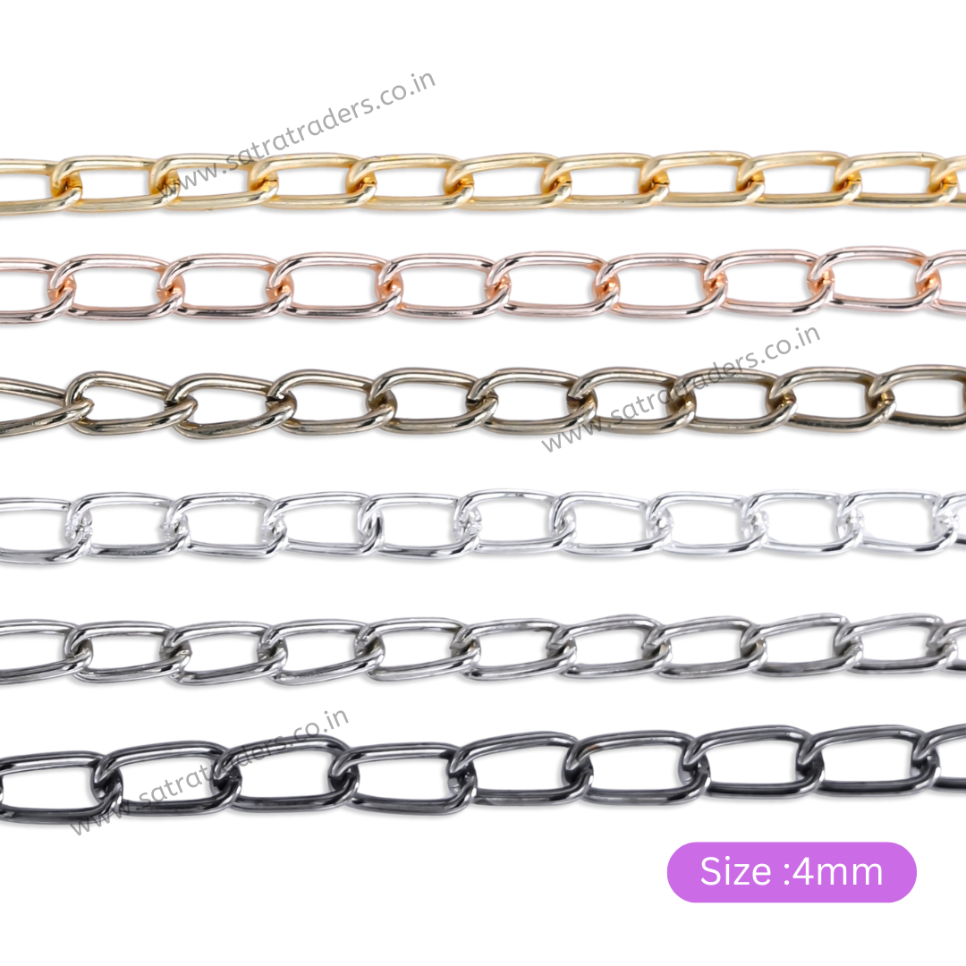 Iron Twisted Link Oval Chain | Size : 4mm | 100g | IC10