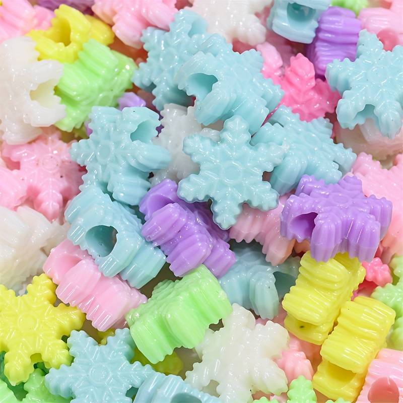 Assorted Snowflakes Pastel Plastic Beads | Size: 13mm | PB77