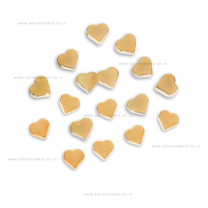 Flat Heart  Brass Beads | High Quality Plated | Size: 6mm | Qty: 10pcs