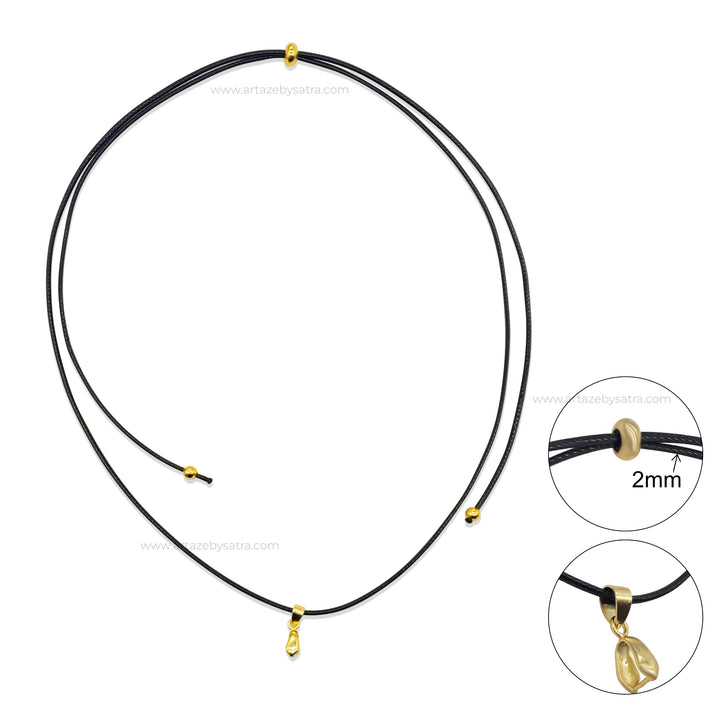 Adjustable Black Rope Strings Cords for Necklace | 2pcs