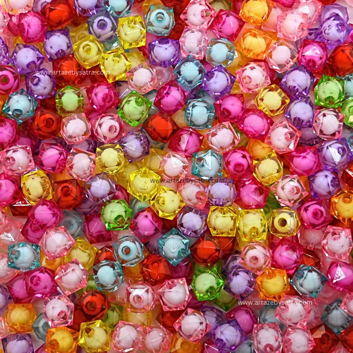 Assorted Translucent Square Plastic Beads