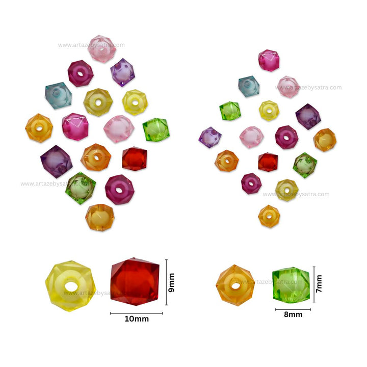 Assorted Translucent Square Plastic Beads | PB15