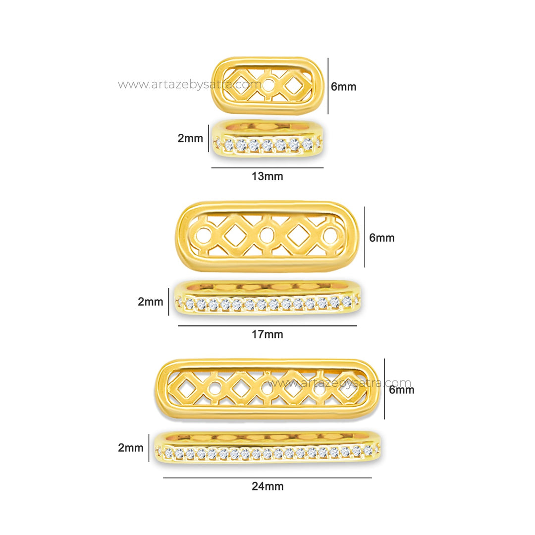 Cubic zirconia Spacer Beads | Hole : 3,5,7 | 18k Gold Plated | 1pc