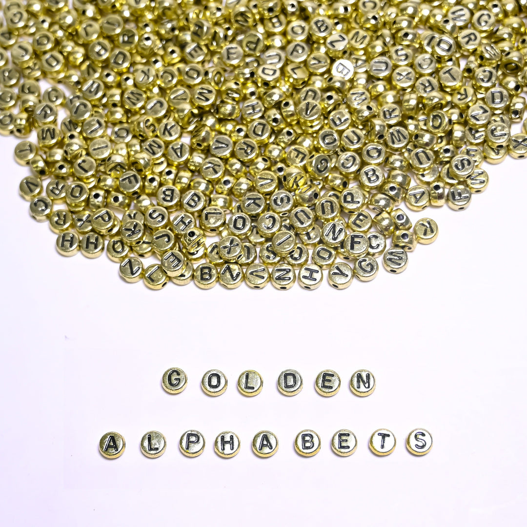 Round Alphabet Plastic Beads | Size : 7mm