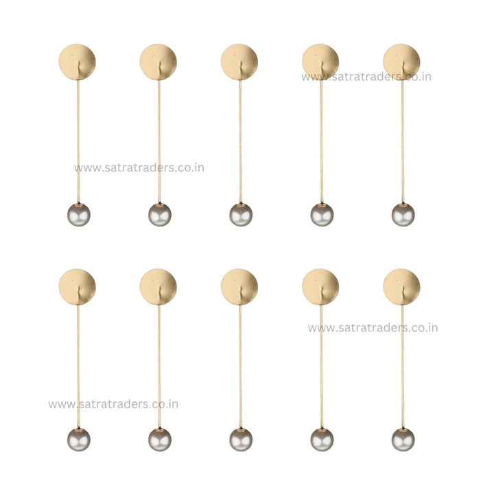 Pearl Lapel Pin | Size : 74mm Round Size : 17mm | 10Pcs