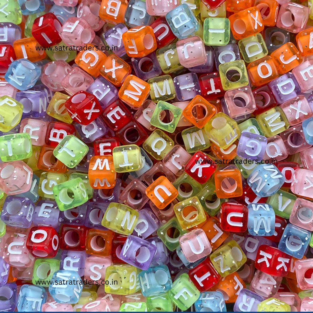 ABC Transparent Letter Square Beads | PB63