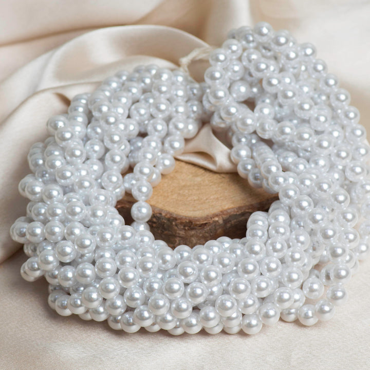 Round Shape 2 Hole Pearl Beads | Size : 10mm | Qty : 1 Bunch (Approx 1200pcs)