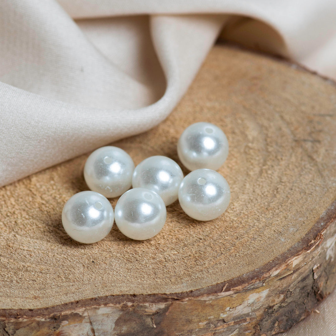 Single Coating Round Plastic Pearl Beads | 1 Hole | Qty : 500g | PC52