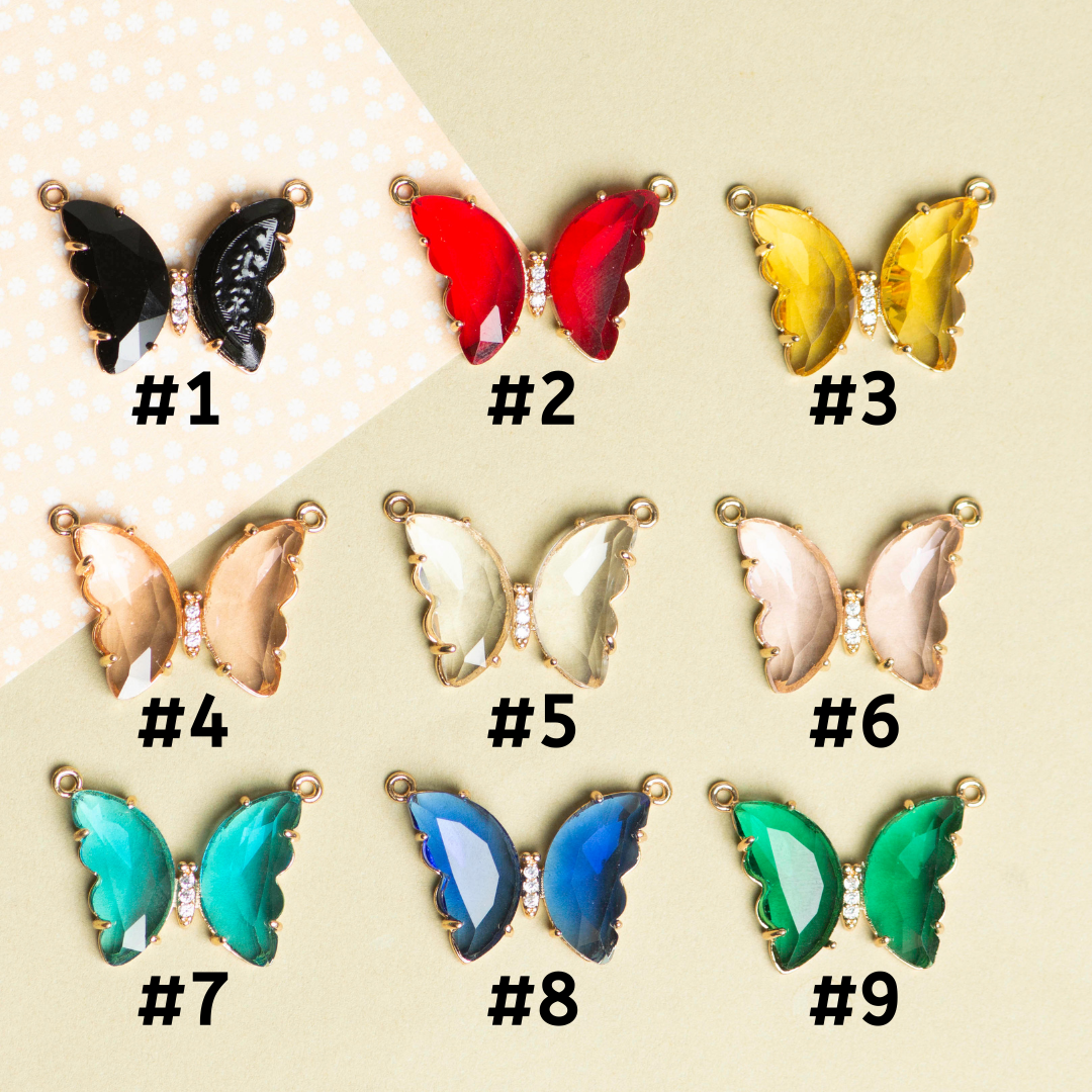 Crystal Butterfly Charms  2 Side Ring | Size : 31mm | 1Pcs