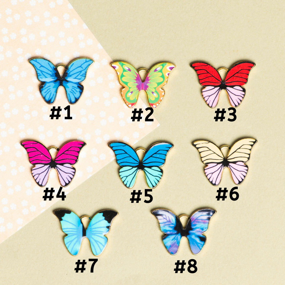 Digital Print Butterfly Charms | Size : 16mm | 6pcs