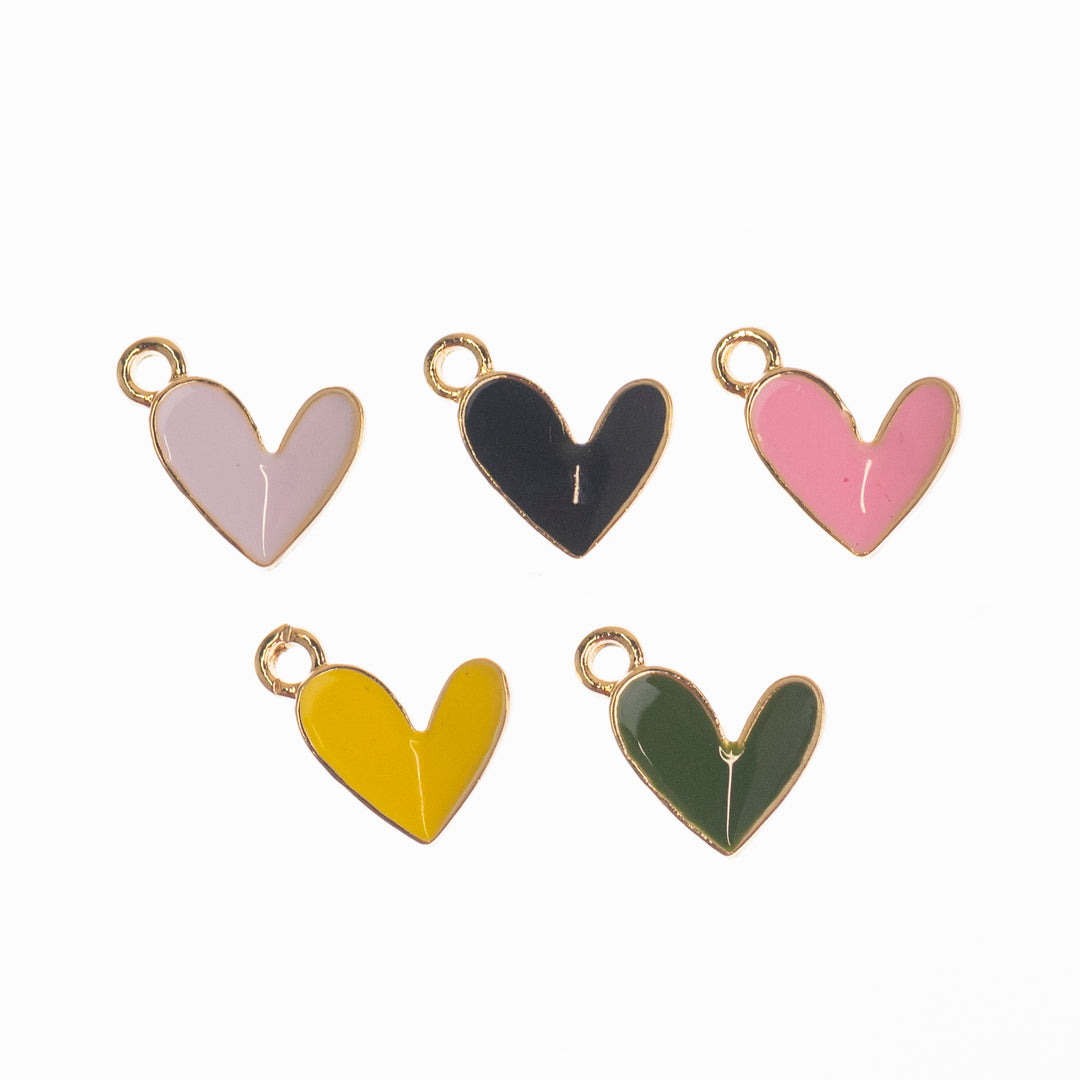 Heart Enamel Charms | Size : 13mm | 10pcs