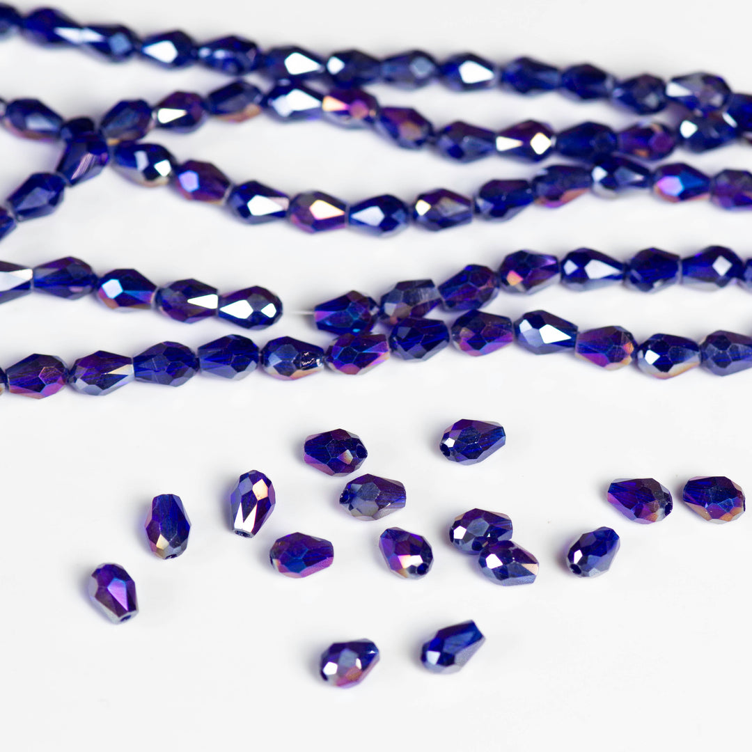 Elegant Glass Beads | Size : 5x7 Drop Rainbow Beads Approx. 66 Beads Perline | 5 Line