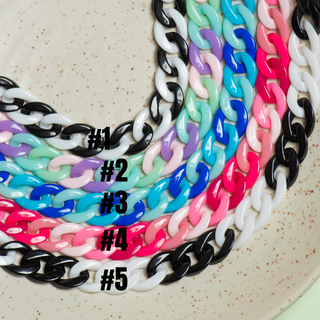 Two tone Acrylic Mask Chain | Size : H-22mm W-16mm | 1mtr | AC05