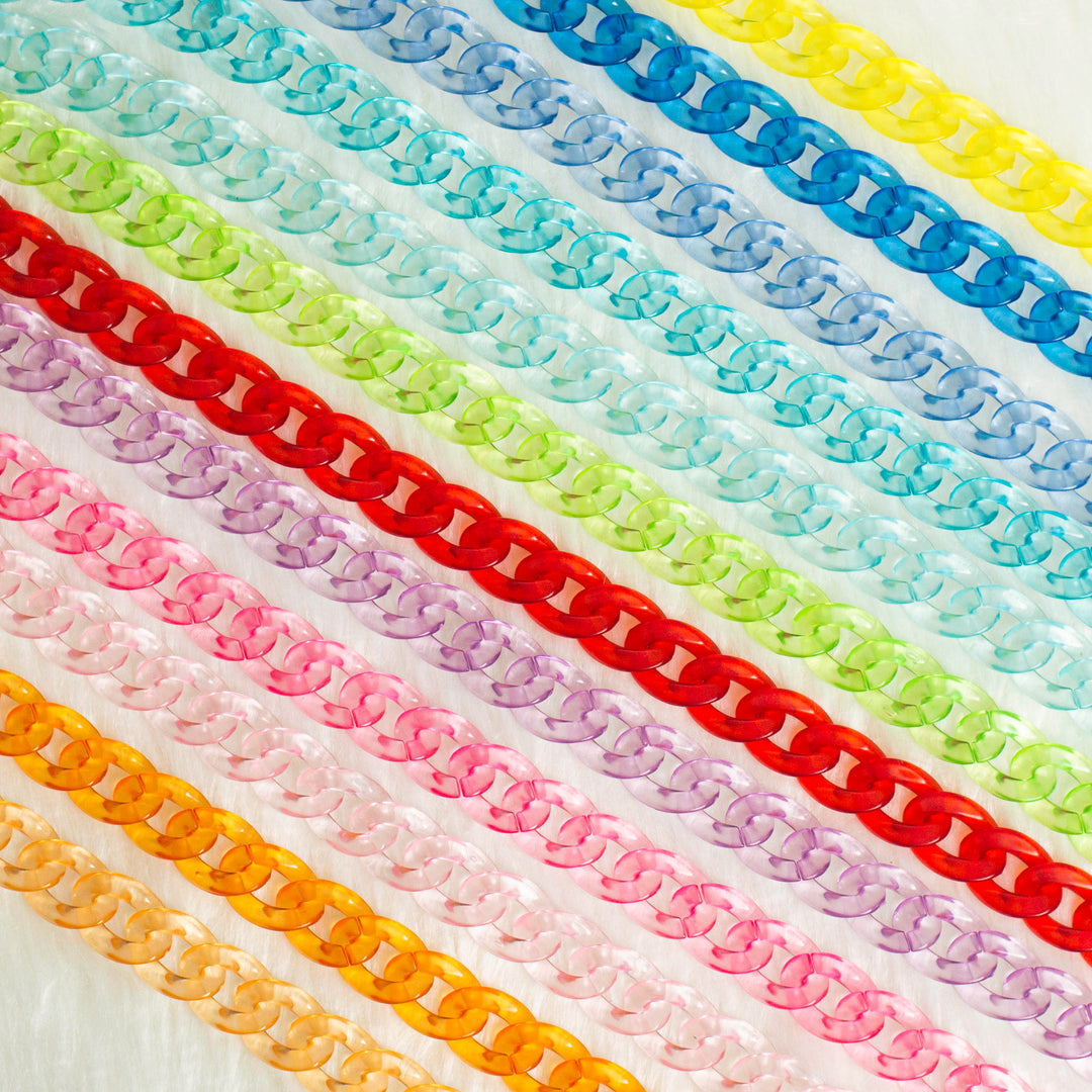 Matt Translucent Acrylic Chains | Size : H-22mm W-16mm | 1mtr | AC02