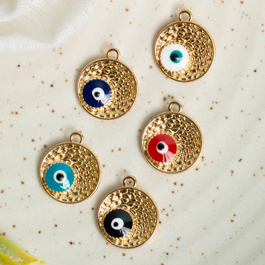 Evil Eye Enamel Charms |  Size : 16MM (W) | 6PCS