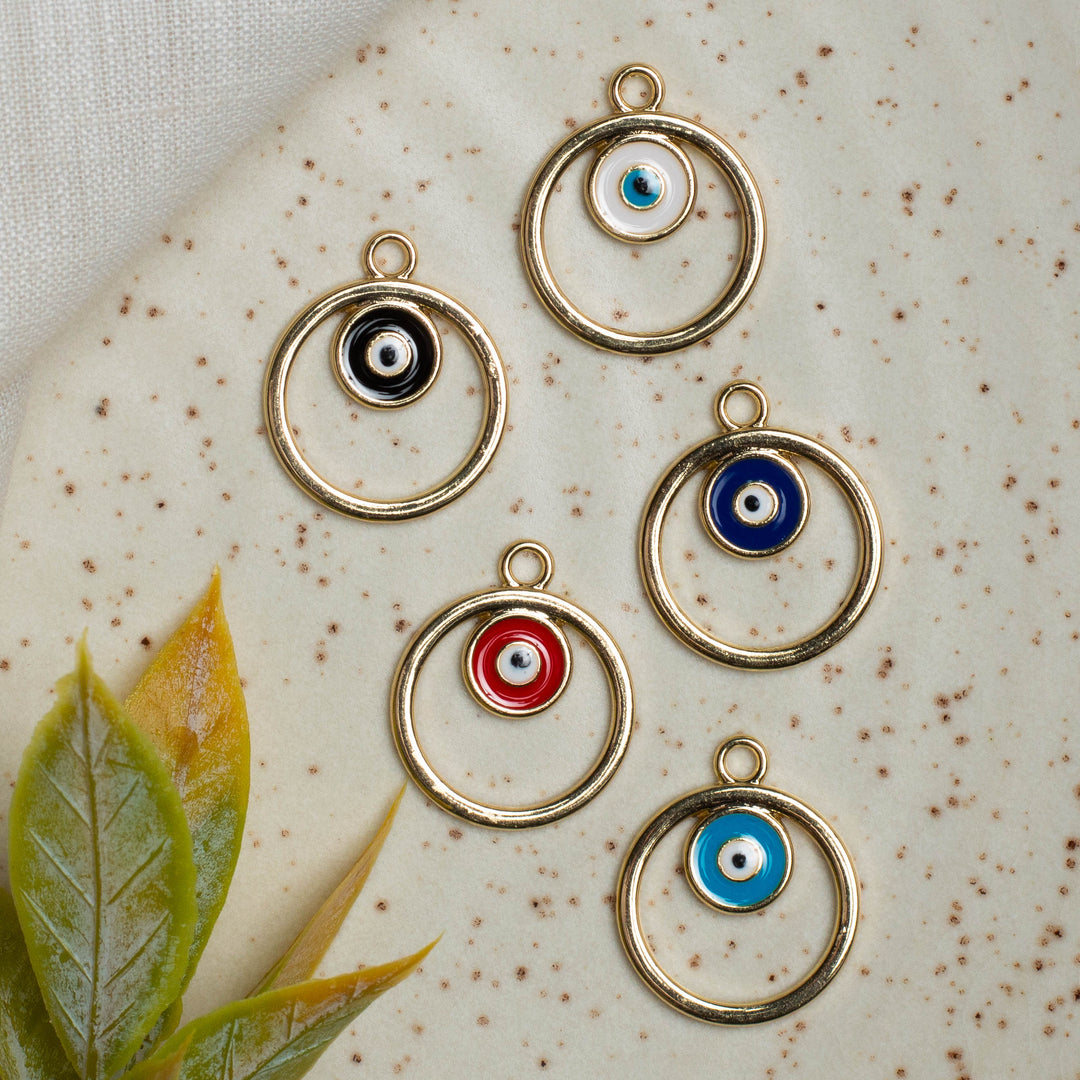 Evil Eye Enamel Charms | Size : 20mm | 6Pcs