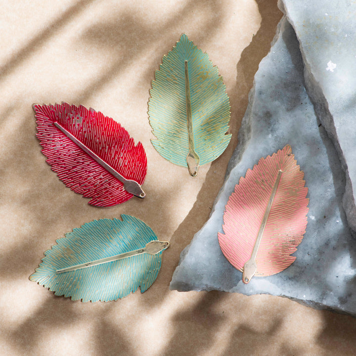 Leaf Coloured Metal Art | Size : 77mm | 10 Pcs