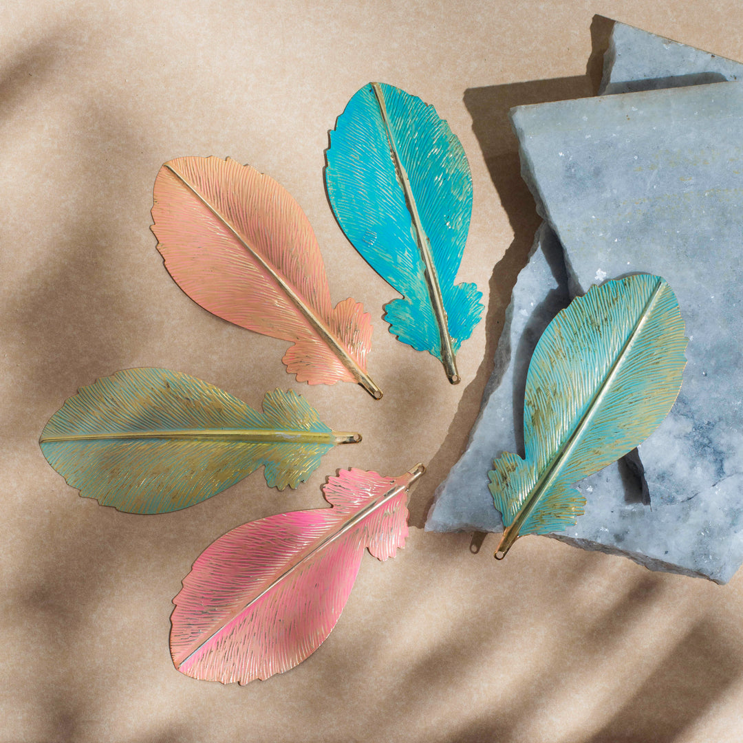 Leaf Coloured Metal Art | Size : 150mm | 2 Pcs