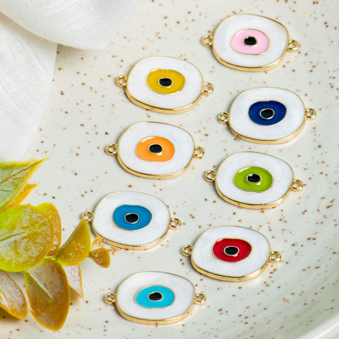 Evil Eye Connector Charms  | Size : 20mm | 04Pcs