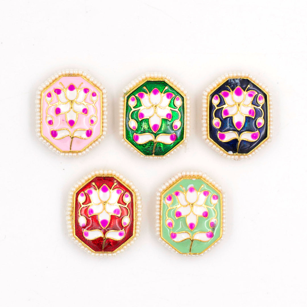 Meenakari Kundan Beads  ( C-590 ) |  Size : 26mm | 6Pcs