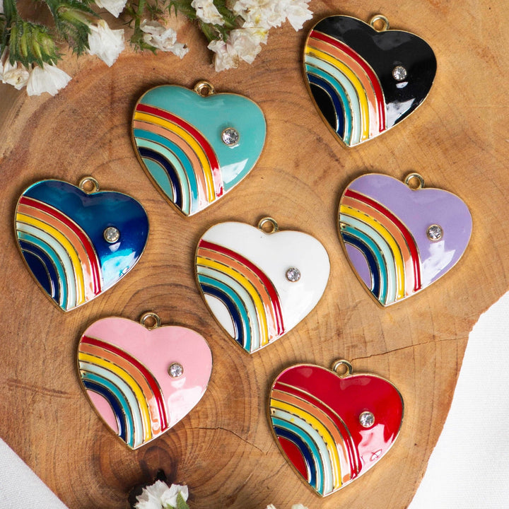 Rainbow Heart Charms | Size : 20mm | 2pcs