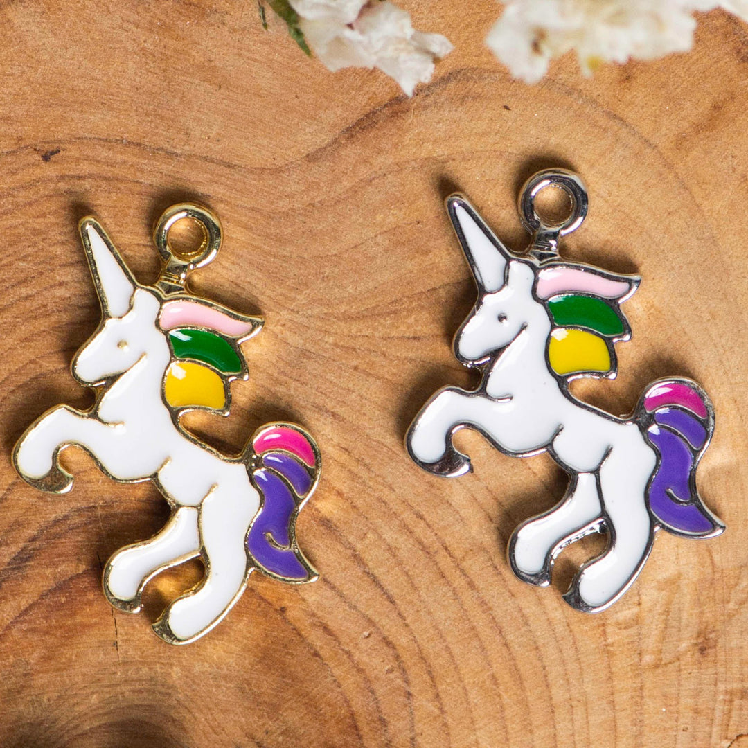 Unicorn Cartoon Enamel Charms | Size : 18mm | 6pcs