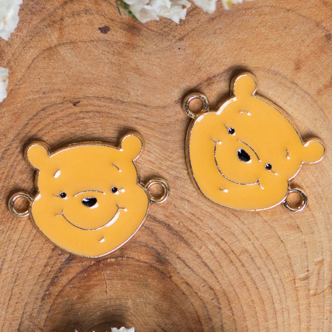 Pooh Cartoon Enamel Connector Charms | Size : 16mm | 6pcs