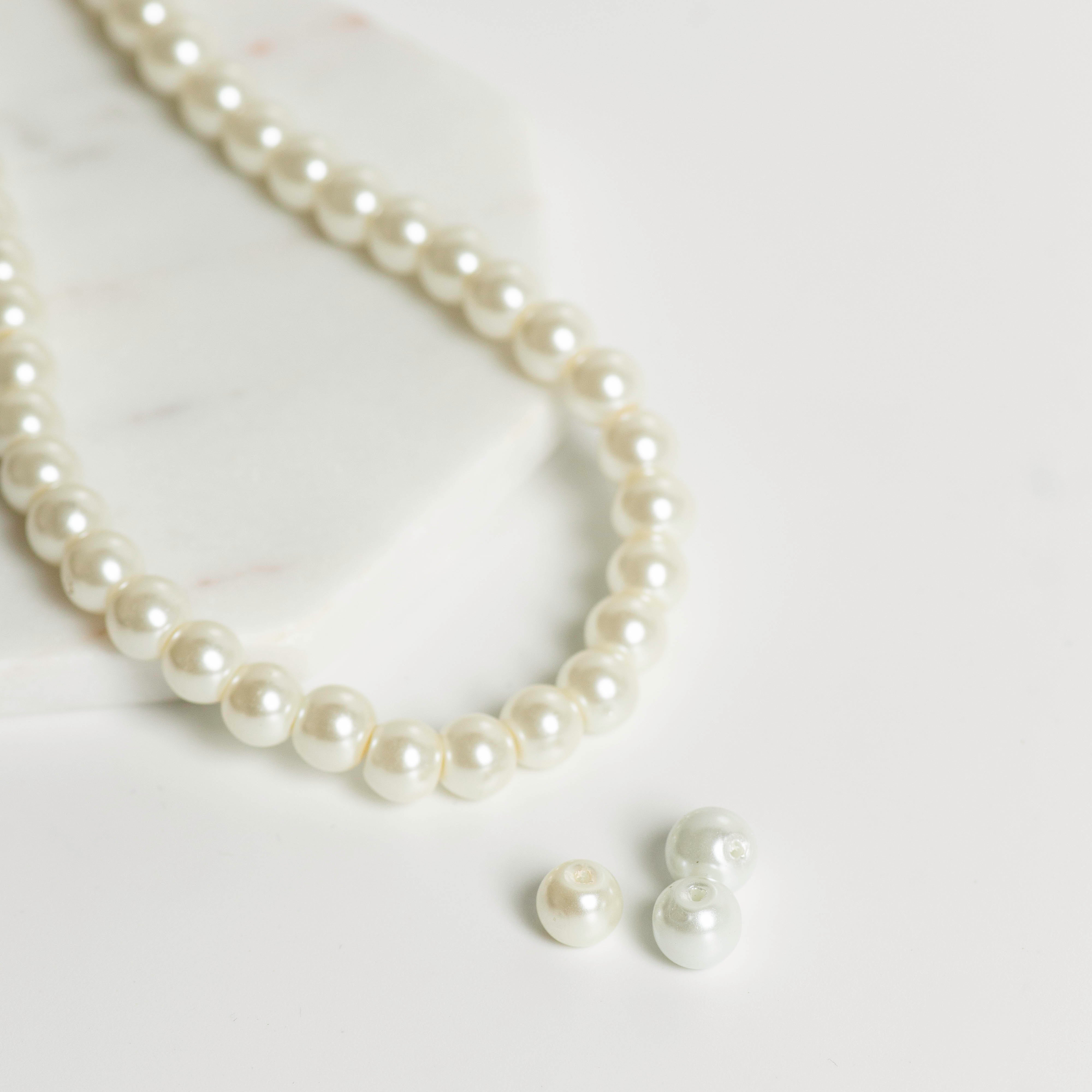 Pearl Glass Beads | Size : 8mm,10mm | 5 Line – SATRA TRADERS