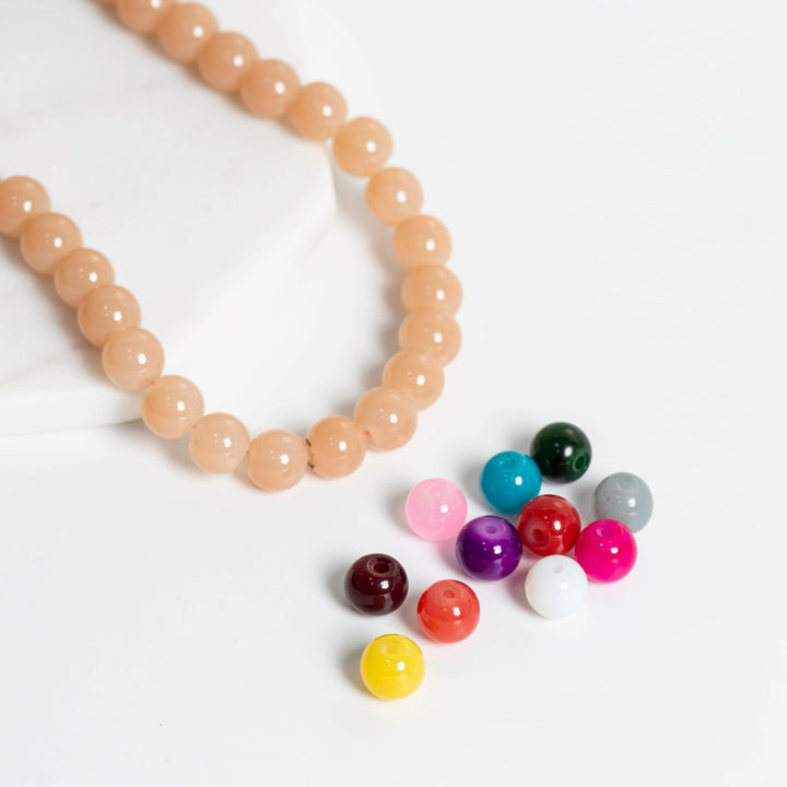 Multi Color Glass Beads | Size : 6mm,8mm,10mm | 12 Line