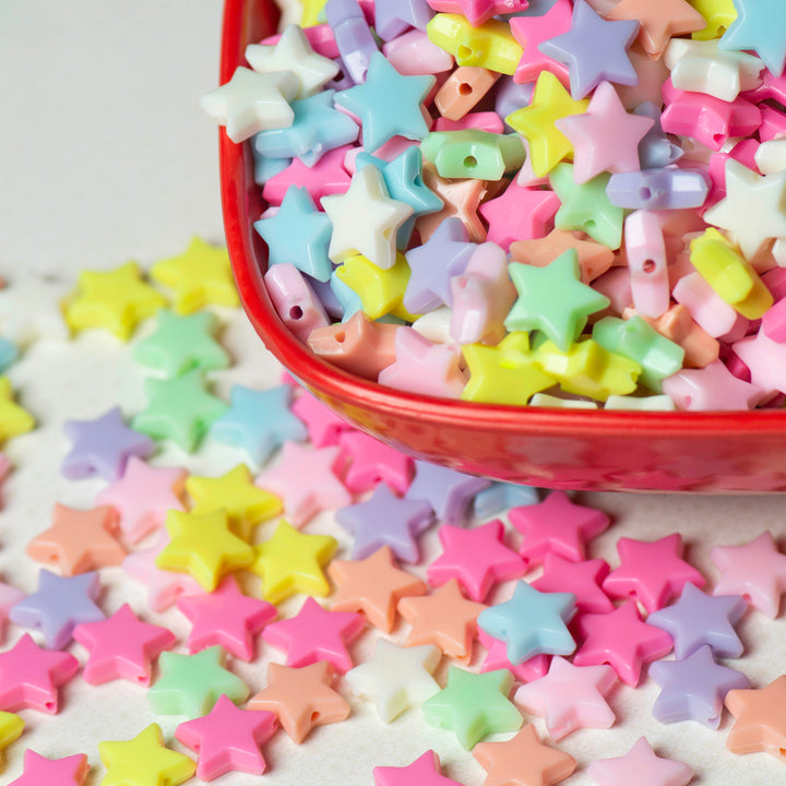 Assorted Star Pastel Plastic Beads | Size : 15mm