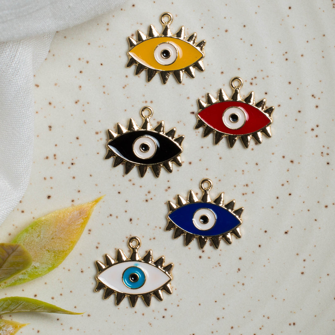 Eye Shape Enamel Charms | Size : 22mm | 06Pcs