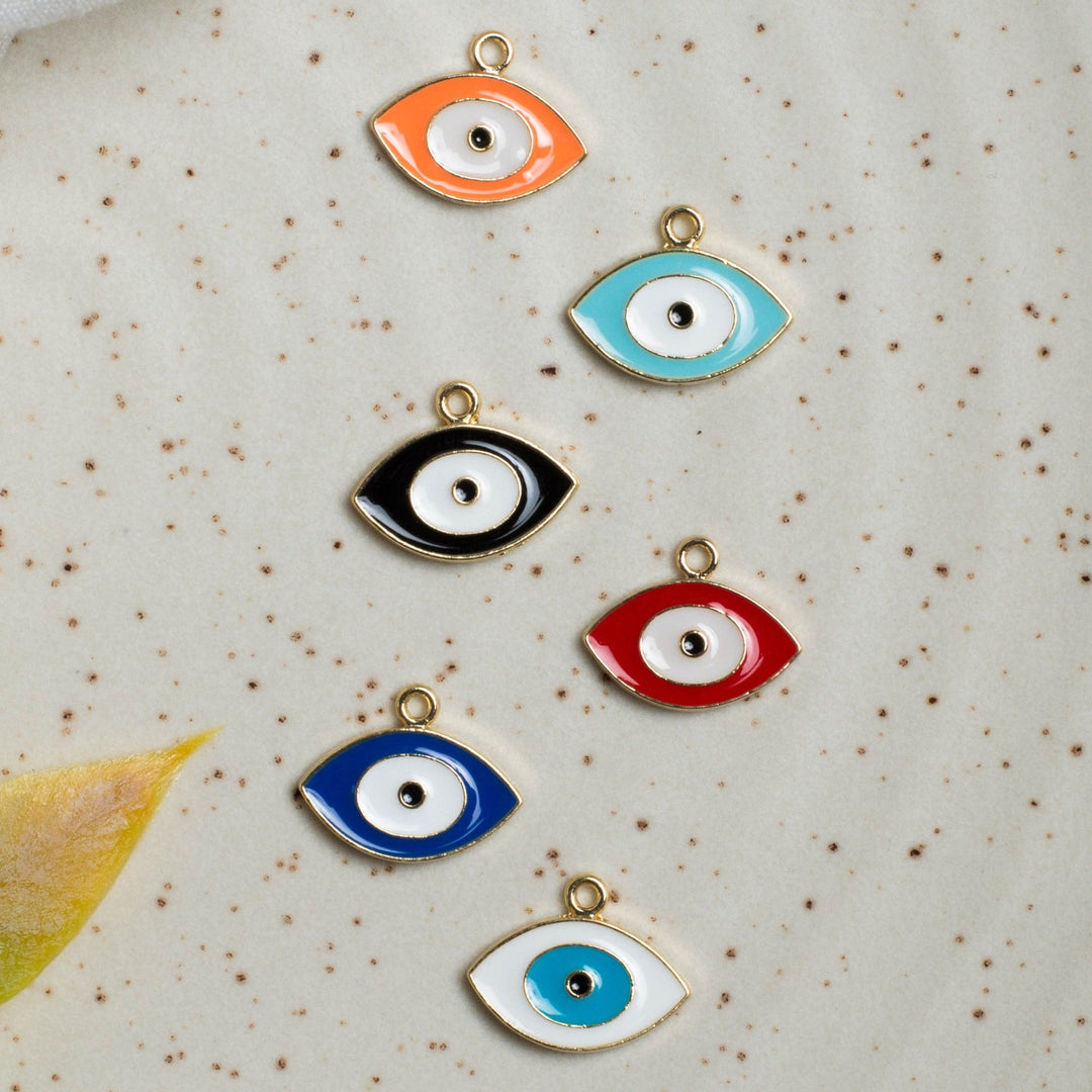 Eye Shape Evil Eye Charms | Size : 17x10mm | 6Pcs