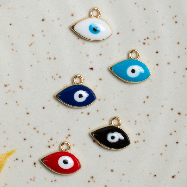 Eye Shape Evil Eye Charms | Size : 14x7mm | 10Pcs