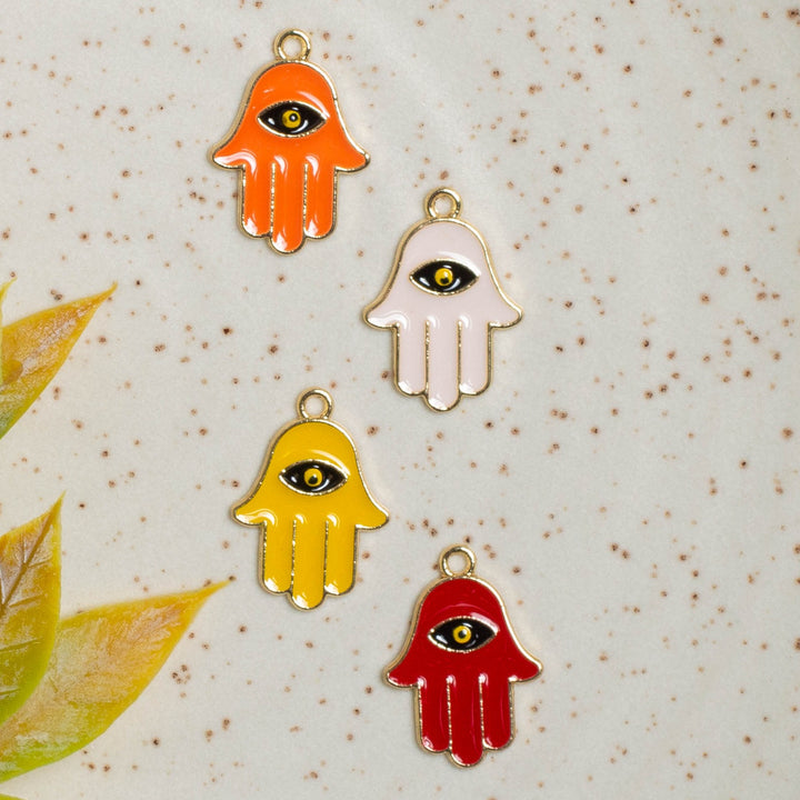 Palm Evil Eye Enamel Charms | Size : 18mm | 6pcs