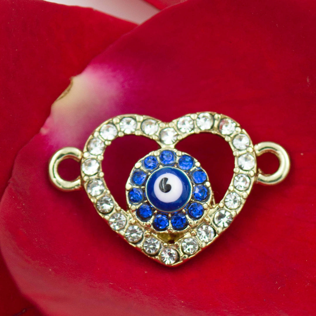 Heart Luxure Evil Eye Connector | Size 13mm | 1Pcs