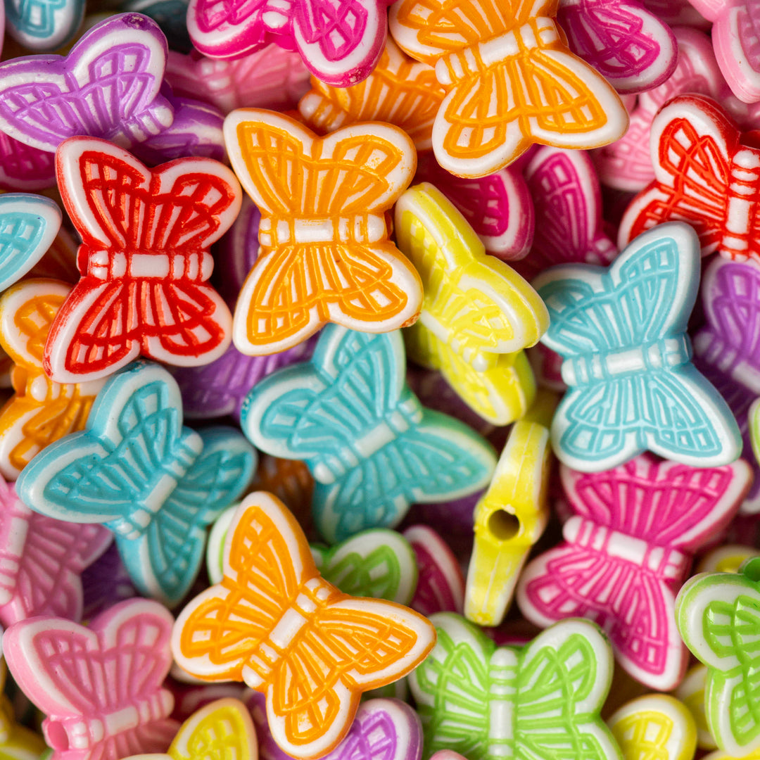 Butterfly Pastel Plastic Beads | Size : 14mm