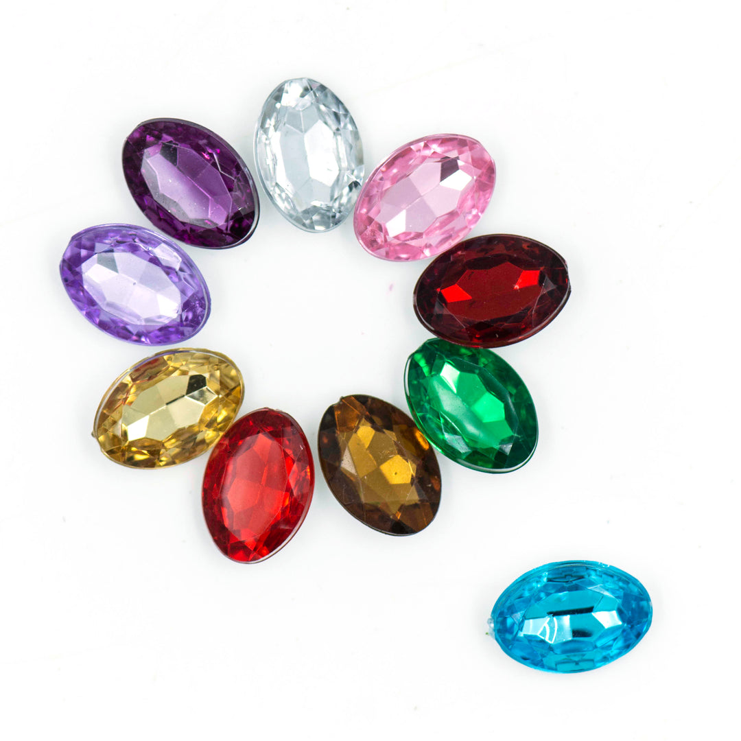 Oval Shape Acrylic Stones | Size : H-10MM W-14MM | 100 Pcs