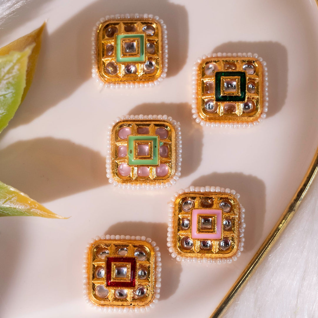 Meenakari Kundan Beads | Size : 17mm | 12pcs | C-339