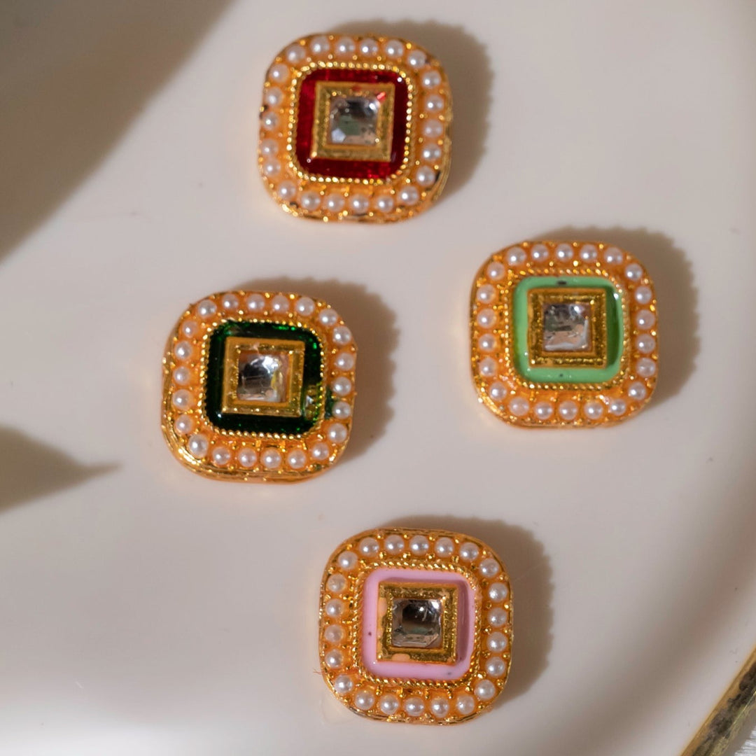 Meenakari Kundan Beads | Size : 14mm | 12 pcs | MK-78