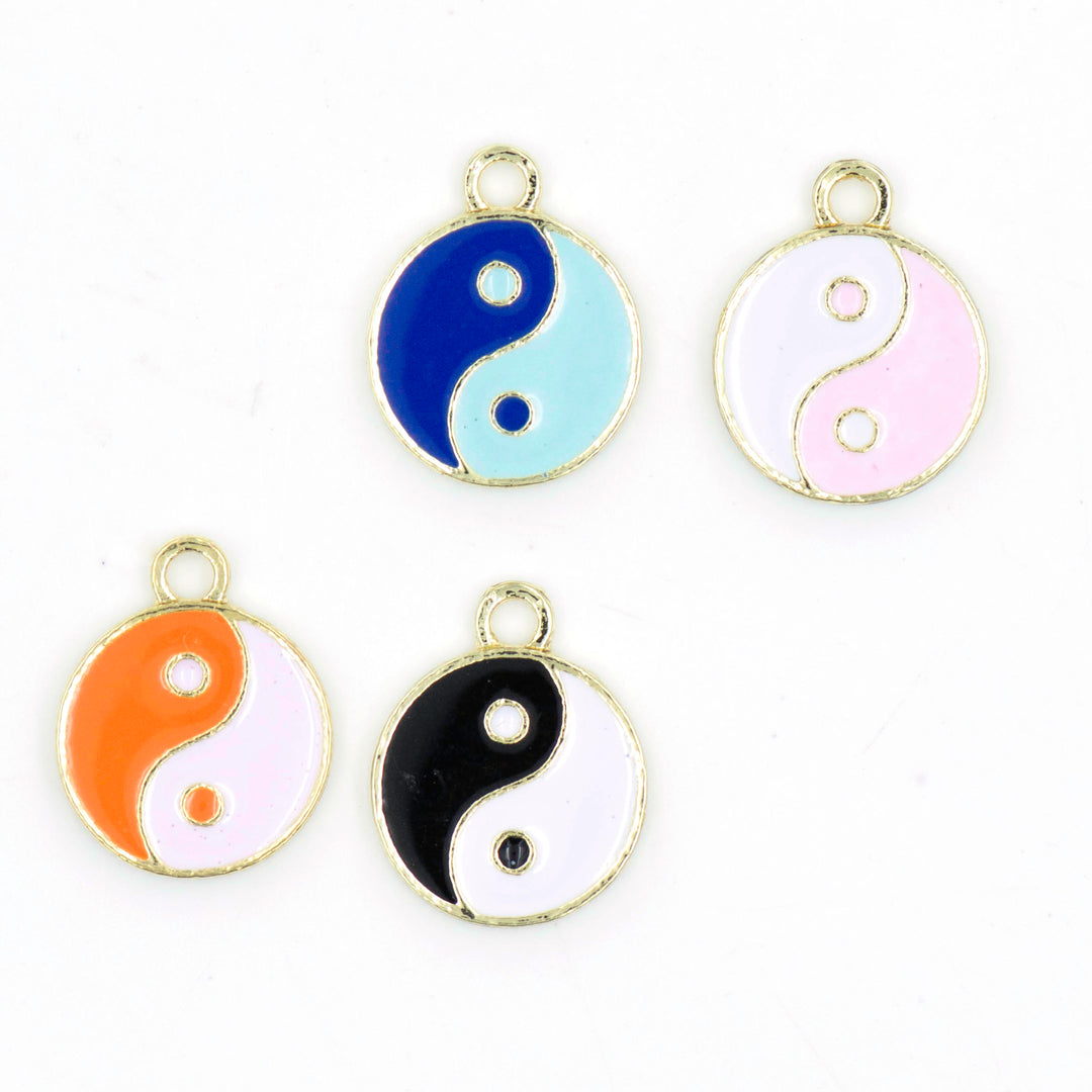 Ying Yang Enamel Charms | Size : 13mm | 10pcs