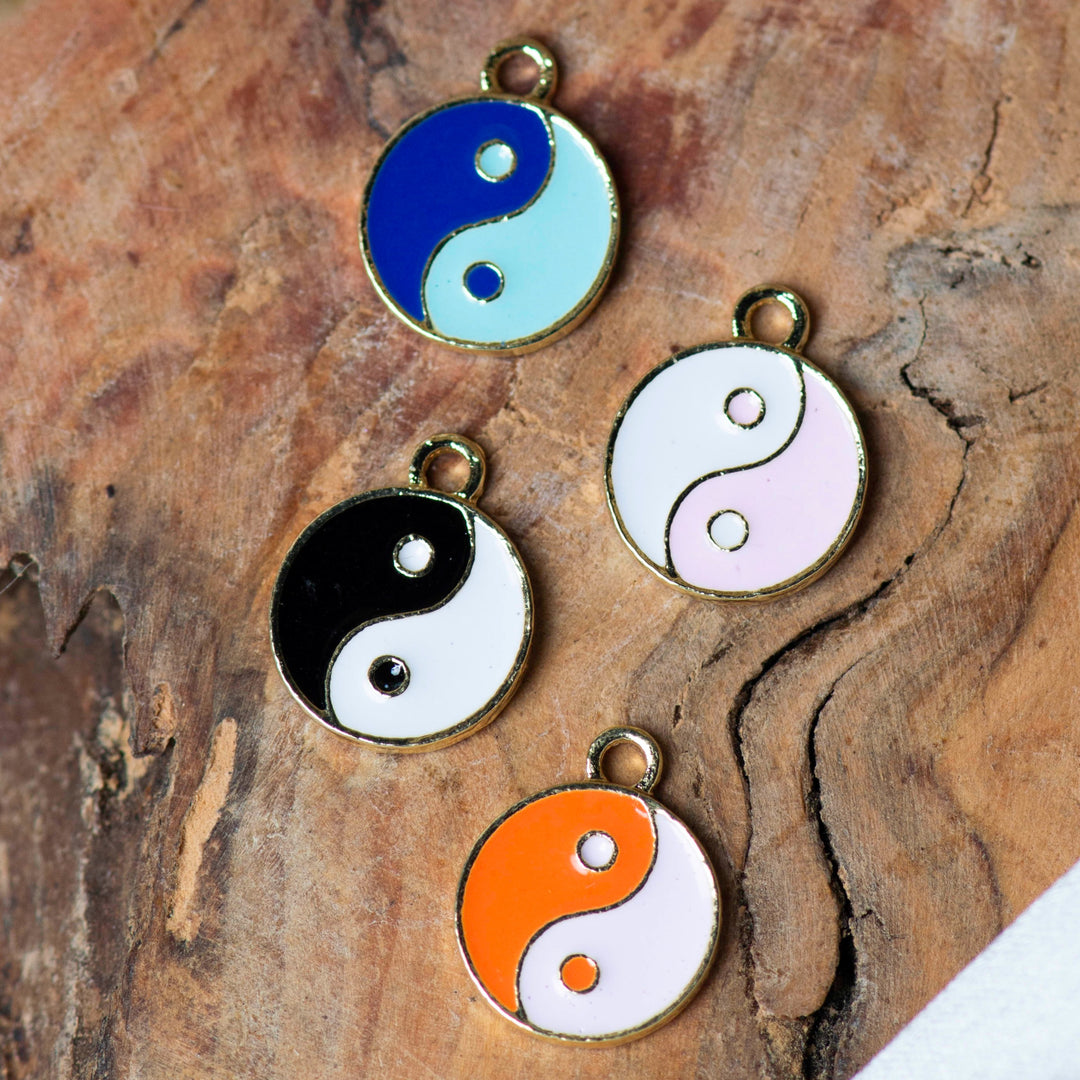 Ying Yang Enamel Charms | Size : 13mm | 10pcs