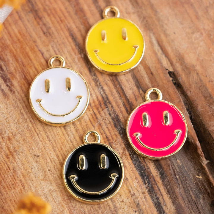 Smiley Enamel Charms | Size : 12mm | 10Pcs