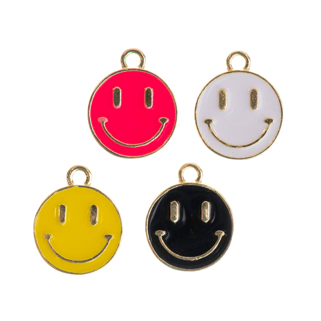 Smiley Enamel Charms | Size : 12mm | 10Pcs