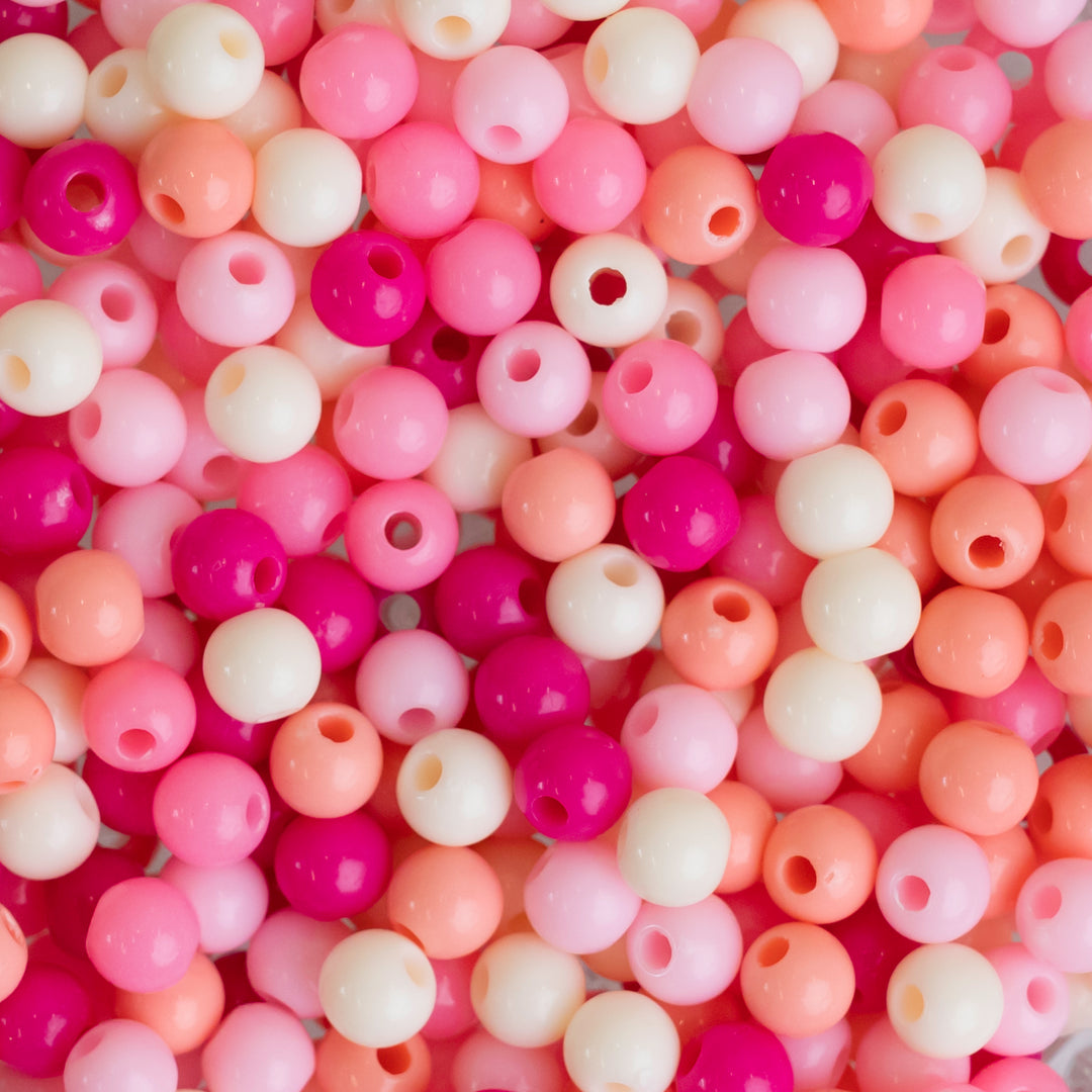 Pink Shade Round Pastel Plastic Beads