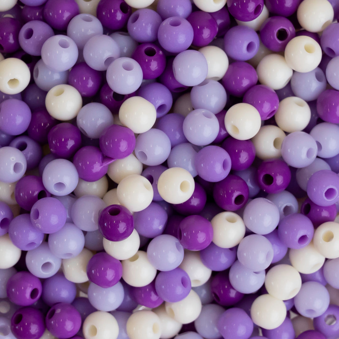 Purple Shade Round Pastel Plastic Beads