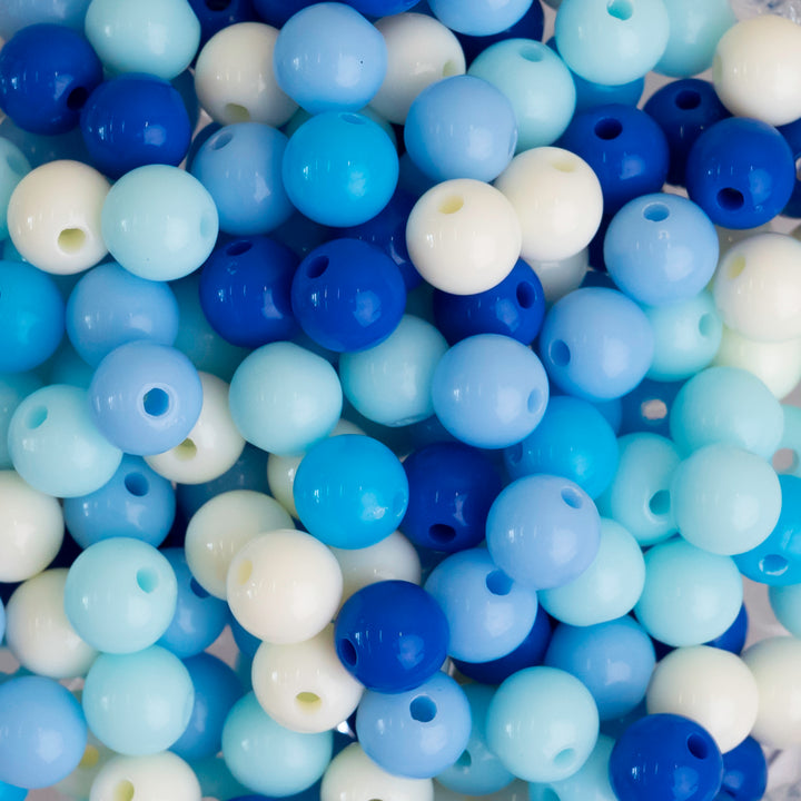 Blue Shade Round Pastel Plastic Beads | PB125