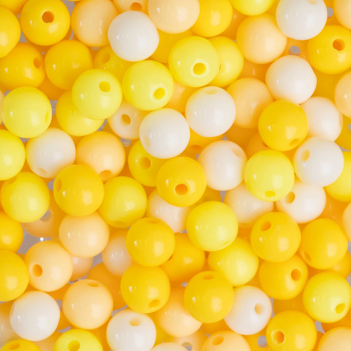 Yellow Shade Round Pastel Plastic Beads